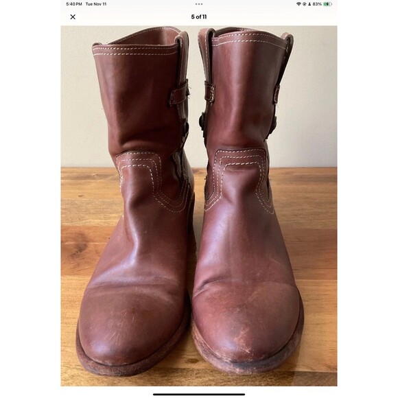 Frye Carson Shortie Boots Womens 7.5 B Brown Leather Western Pull Up Shoes 76460 - Picture 5 of 11